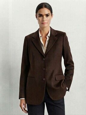 Vintage Laura Gayle 100% Wool Blazer Jacket Mini Trench Brown 10 Dark Academia